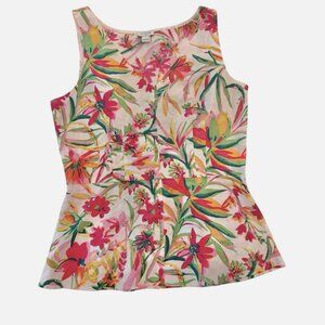 J Crew NEW Tropical Floral Linen Blend Peplum Tank Top Women's size 2